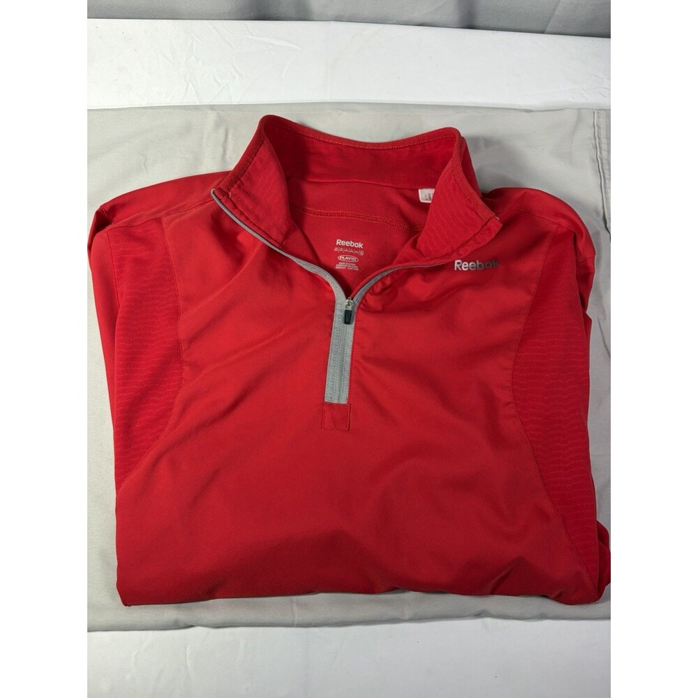 Reebok 1/4 Zip, Long Sleeve Pullover Red/Gray 2XL Very Nice - Picture 7 of 9